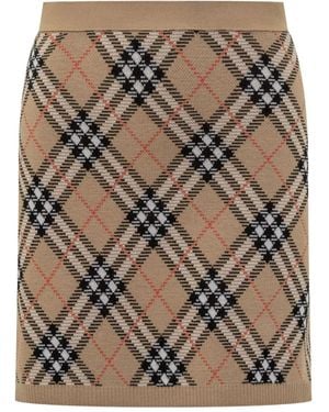 Burberry Checked Knit Mini Skirt - Brown