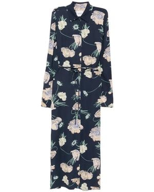 Erdem Floral-Print Midi Dress - Blue