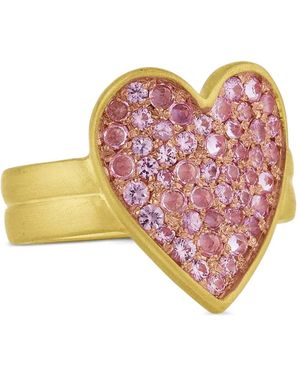 LEIGH MAXWELL Anillo Con Zafiro Rosa Y Motivo De Corazón