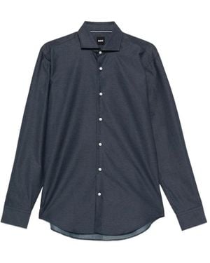 BOSS Geometric-Print Shirt - Blue