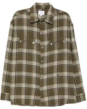 Rhude Check-Pattern Distressed-Effect Shirt - Green