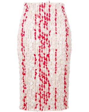 McQueen Cotton-blend Tweed Skirt - Red