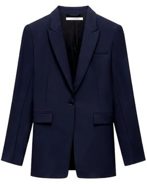 Another Tomorrow Single-Button Blazer - Blue