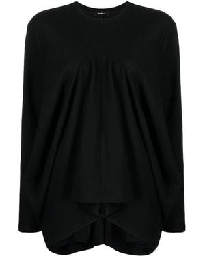 Goen.J Structured Draped Jersey Top - Black