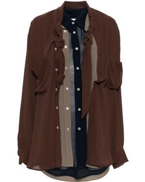 Act No1 Layered Polyester Button-Down Shirt - Brown