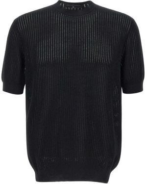 FILIPPO DE LAURENTIIS T-Shirt Côtelé À Manches Courtes - Noir