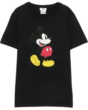 Liu Jo X Disney Mickey Mouse Rhinestone-Embellished T-Shirt - Black