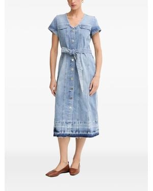 MARC AUREL Robe-Chemise Mi-Longue Ceinturée En Jean À Boutonnière - Blue