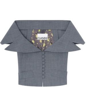 Ganni Haut À Épaules Dénudées - Blue