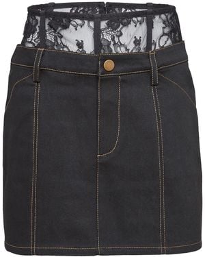 Fleur du Mal Minigonna Con Pizzo - Nero