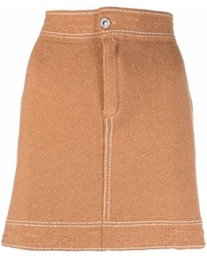 Barrie Cashmere-Blend Mid-Rise Skirt - Brown