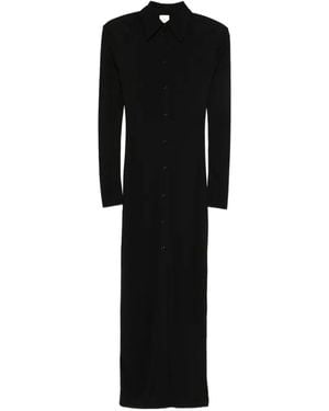 Nanushka Robe-Chemise Longue À Épaulettes - Noir