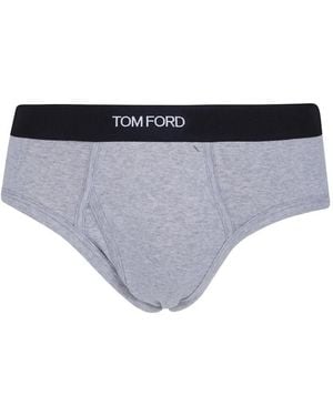 Tom Ford Logo-Waistband Briefs - White
