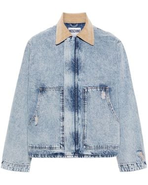 Moschino Corduroy-Collar Denim Jacket - Blue