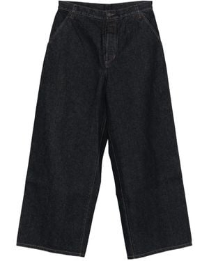 Uma Wang Logo-Patch Jeans - Blue