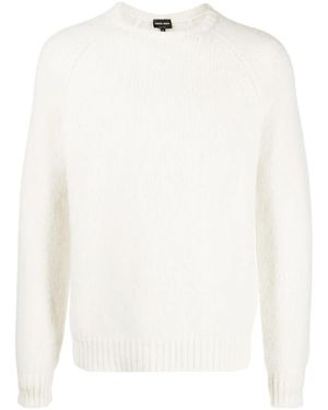 Giorgio Armani Logo-Embroidered Wool-Blend Jumper - White