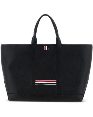 Thom Browne Mittelgroßer Tool Tote Bag Aus Kalbsleder - Schwarz