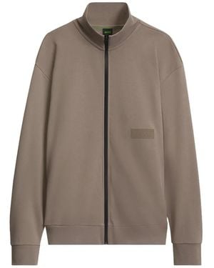 BOSS Sweat Zippé À Patch Logo - Brown