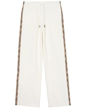 Burberry Check Trim Cotton Track Trousers - White