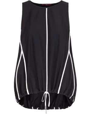 High Drawstring Paneled Top - Blue