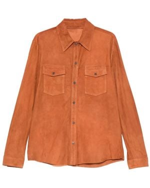 Salvatore Santoro Buttoned Suede Shirt Jacket - Orange