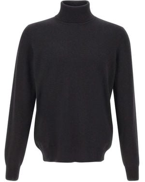 Gran Sasso High-Neck Ribbed-Trims Sweater - Blue