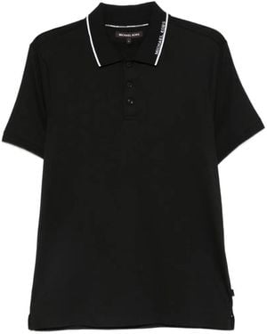 Michael Kors Logo-Print Tipped Polo Shirt - Black
