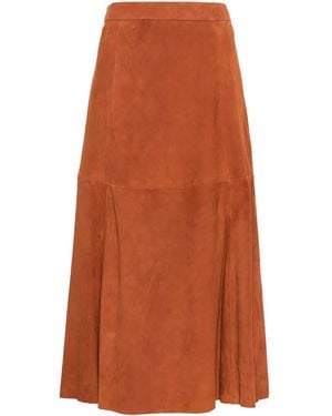 Polo Ralph Lauren Jupe Mi-Longue En Daim À Coupe Évasée - Orange