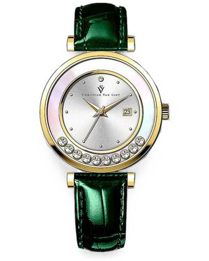 Christian Van Sant Bria Crystal-Embellished 38Mm Watch - Green