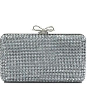 Self-Portrait Crystal-Embellished Clutch Bag - Grey