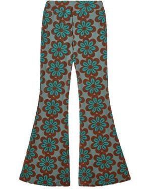 La DoubleJ New Meditation Flower-Print Flared Pants - Green