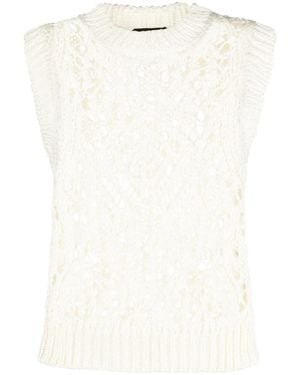 Tom Ford Open-Knit Sleeveless Silk Top - White