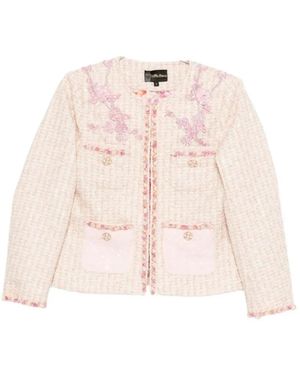 MINIME Floral-Embroidered Tweed Jacket - Pink