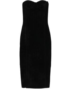 Galvan London Titania Fluwelen Midi-Jurk Met Bustier - Zwart