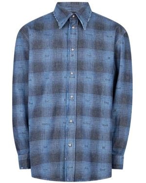 John Richmond Check-Pattern Shirt - Blue