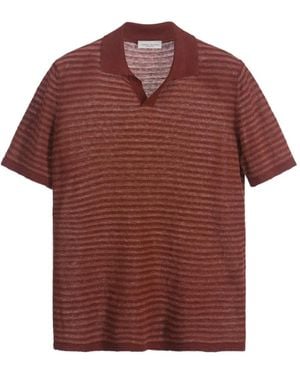 Roberto Collina Striped Polo Colar T-Shirt - Red