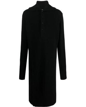 Yohji Yamamoto Hooded Glove-Sleeves Maxi Cardigan - Black
