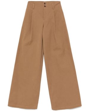 Chloé Cotton Wide-Leg Trousers - Brown