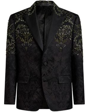 Etro Floral-Embroidered Single-Breasted Blazer - Black