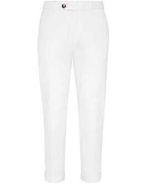 Brunello Cucinelli Cotton Gabardine Trousers - White