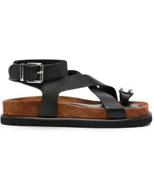 ADRIANNA FERETTI Buckle-Fastening Crossover-Strap Sandals - Black
