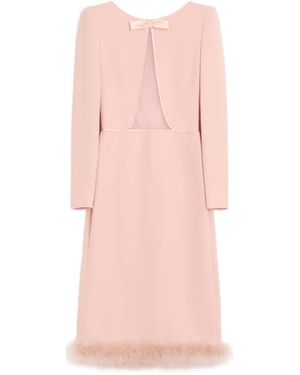 Valentino Garavani Cady Couture Midi Dress With Feathers - Pink
