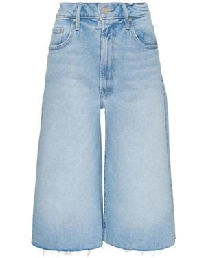 Mother The Whole Lot Zip Fray Shorts - Blue
