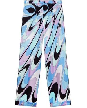 PUCCI Onde-Print Silk-Twill Pants - Blue