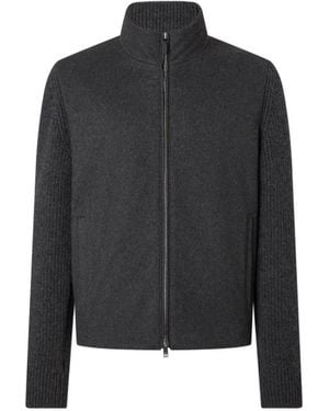 ZEGNA Dark Mélange Oasi Cashmere Full Zip Cardigan - Black
