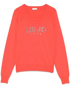 Liu Jo Pull À Logo Strassé - Rouge