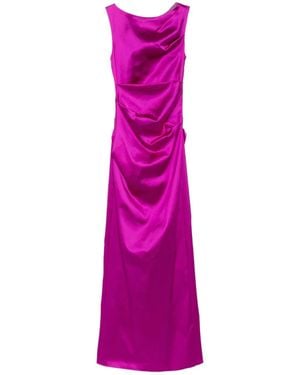 Talbot Runhof Vestido de satén drapeado sin mangas - Morado