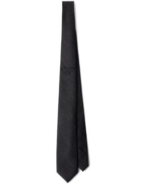 Prada Triangle-Detail Cashmere Tie - White