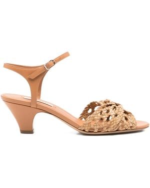 Casadei Woven Leather Ankle-Strap Sandals - Pink