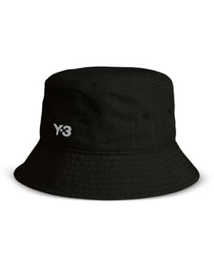 Y-3 Logo-Print Bucket Hat - Black